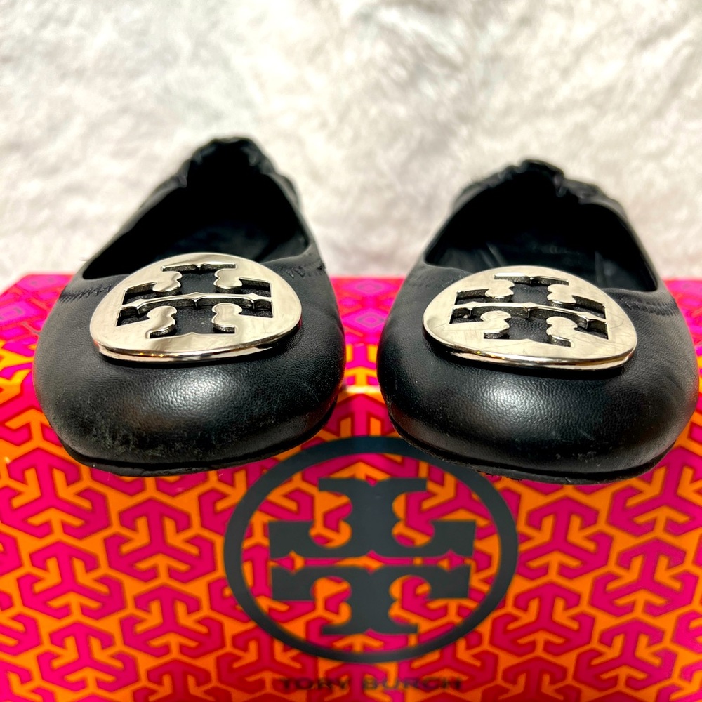 Tory Burch Flats Calf Leather Black Size 8